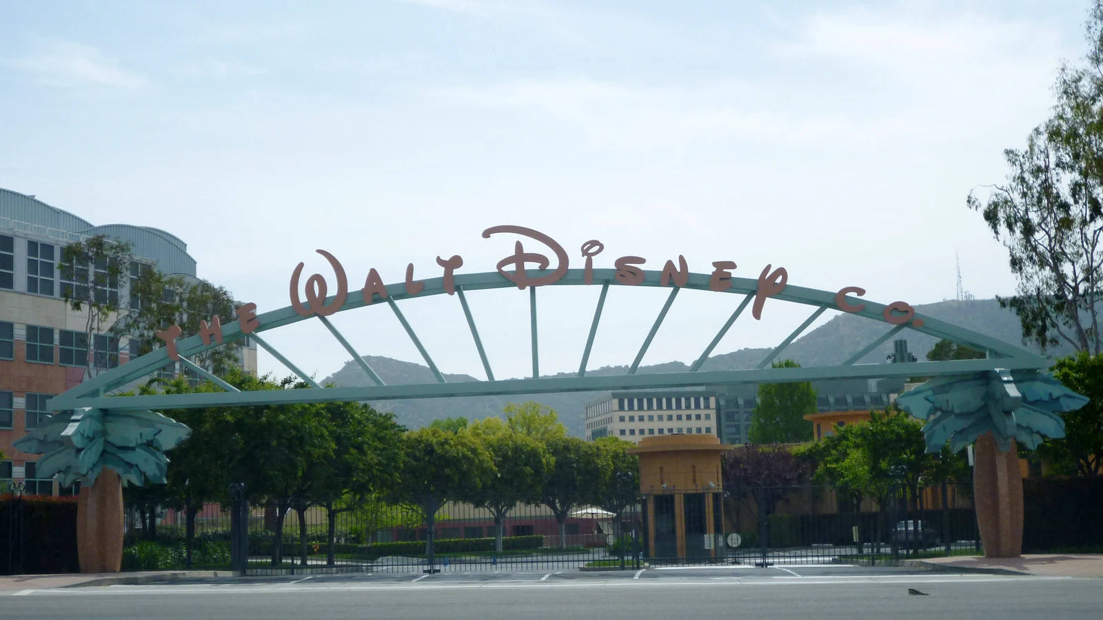 Walt Disney Studios entrance arch and street in Burbank